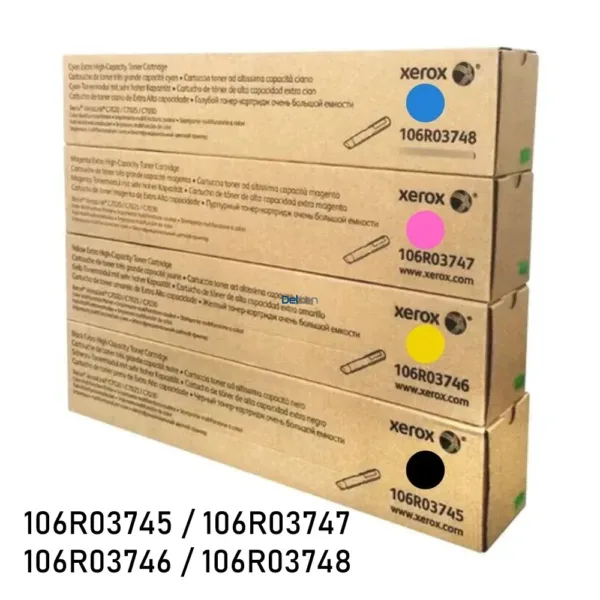 Cartuchos De Toner Xerox VersaLink C7020 / C7025 / C7030 Color Negro Cyan Magenta Amarillo, Part Number: 106R03745 / 106R03746 / 106R03747 / 106R03748.