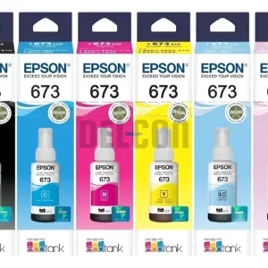 Botellas De Tintas Epson 673 EcoTank L800 / L805 / L810 / L850 / L1800 Color Negro / Cyan / Magenta / Amarillo / Cian Claro / Magenta Claro