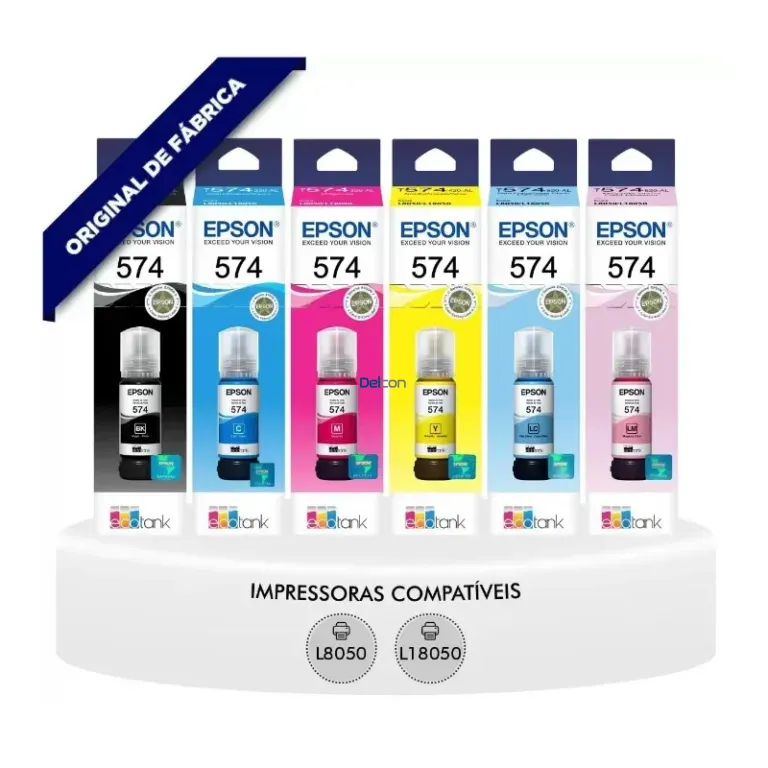 Botellas De Tintas Epson 574 EcoTank L8050 / L18050 Color Negro / Cyan / Magenta / Amarillo / Cian Claro / Claro Magenta