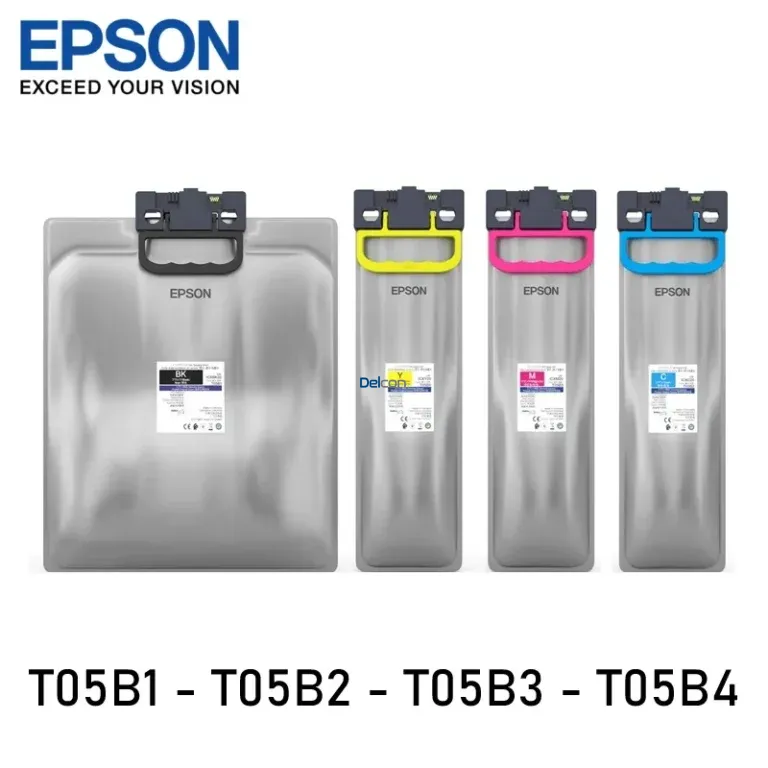 Kit De Tintas Epson T05B Color Negro Cyan Magenta Amarillo, Es Compatible Con Impresoras Epson WorkForce Pro WF-C878R / WF-C879R Series.