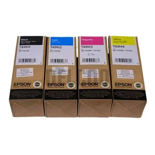Tintas Epson T49H (T49H1 | T49H2 | T49H3 | T49H4) Para Impresoras e Plotter Epson SureColor SC-T3100X / SC-T3170X, Color Negro Cyan Magenta Amarillo.