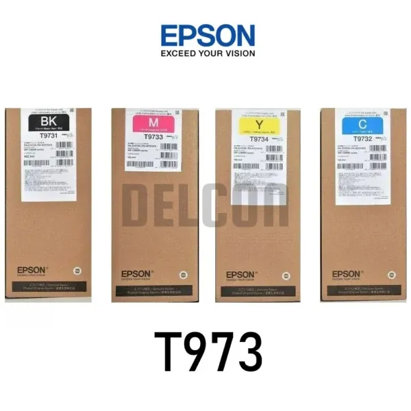 Juego De Tintas Epson T973 | T9731 | T9732 | T9733 | T9734 Color Negro Cyan Magenta Amarillo, Para Impresoras Epson WorkForce Pro WF-C869R Series.