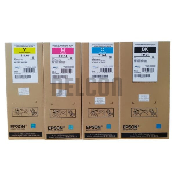 Tinta Epson T11B1 | T11A2 | T11A3 | T11A4, Negro Cyan Magenta Amarillo, Para Epson WorkForce Pro WF-C5310 / WF-C5390 / WF-C5810 / WF-C5890 / WF-C5891 Series.