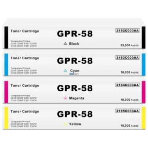 Toner Canon GPR-58 Alternativo, Para Impresoras Canon imageRUNNER ADVANCE C256iF / C356iF / DX C257iF / C357iF, Color Negro Cyan Magenta Amarillo.