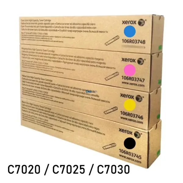 Cartuchos De Toner Xerox VersaLink C7020 / C7025 / C7030 Color Negro Cyan Magenta Amarillo, Part Number: 106R03745 / 106R03746 / 106R03747 / 106R03748.